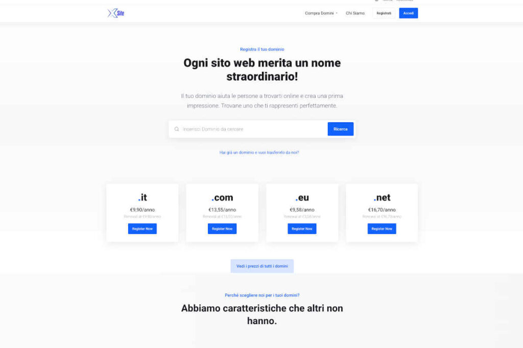 Home page di X Site