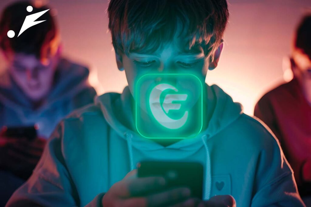 Ragazzo al cellulare che visita il sito Fantascore.it